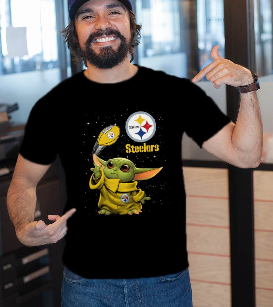 Baby Yoda Steelers Football Star Wars Grogu Pittsburgh NFL Fan Gear T-Shirt