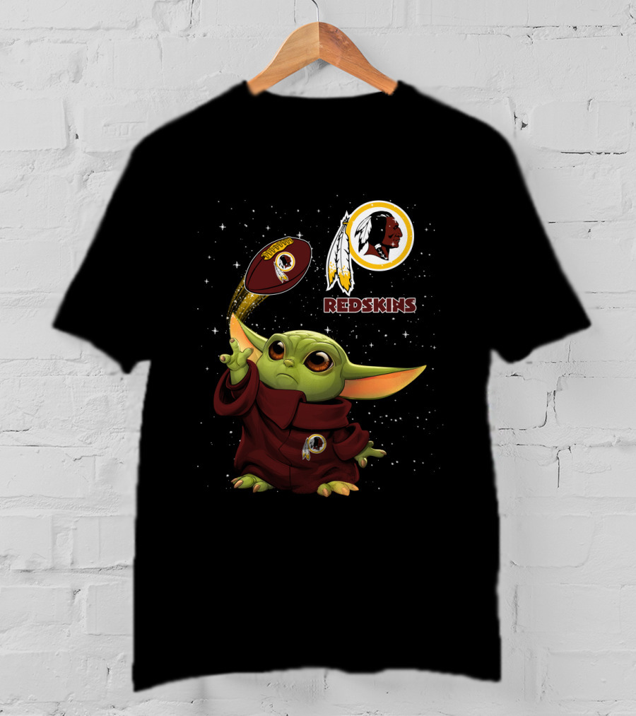 Baby Yoda Washington Redskins Logo Football T-Shirt