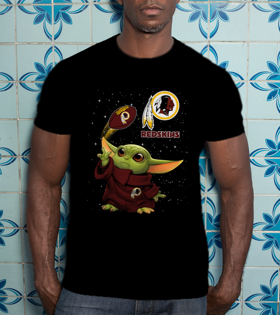 Baby Yoda Washington Redskins Logo Football T-Shirt