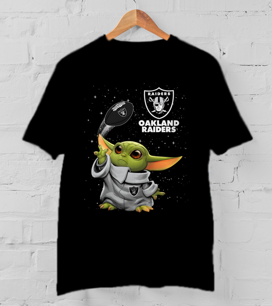 Baby Yoda Oakland Raiders Football Star Wars Fan Merchandise T-Shirt