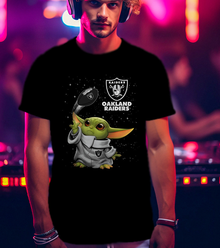 Baby Yoda Oakland Raiders Football Star Wars Fan Merchandise T-Shirt