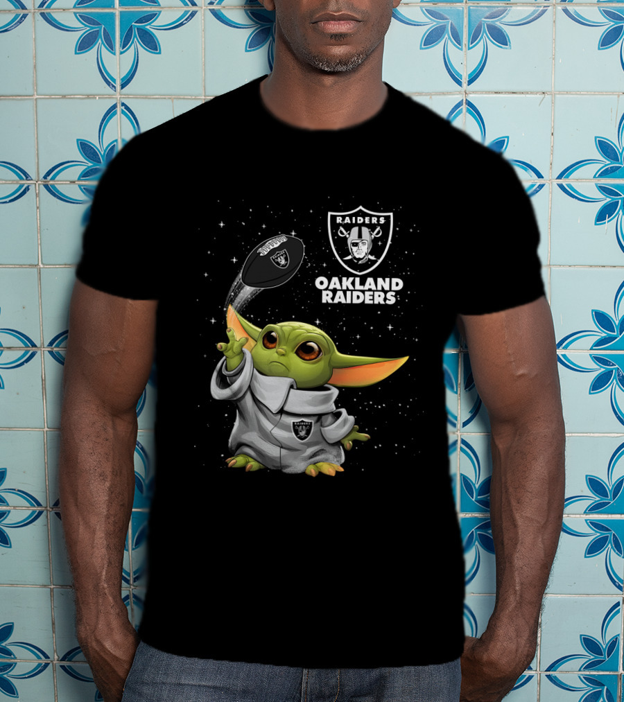 Baby Yoda Oakland Raiders Football Star Wars Fan Merchandise T-Shirt