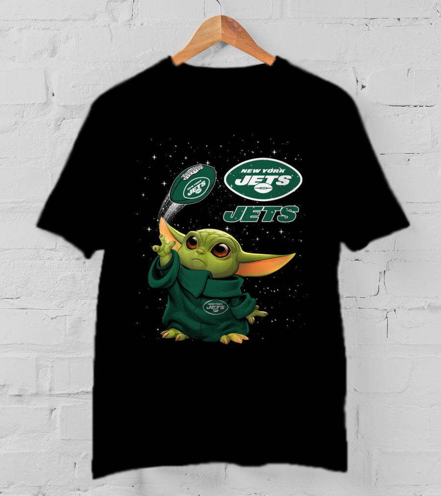New York Jets Baby Yoda Football Star Wars Crossover T-Shirt