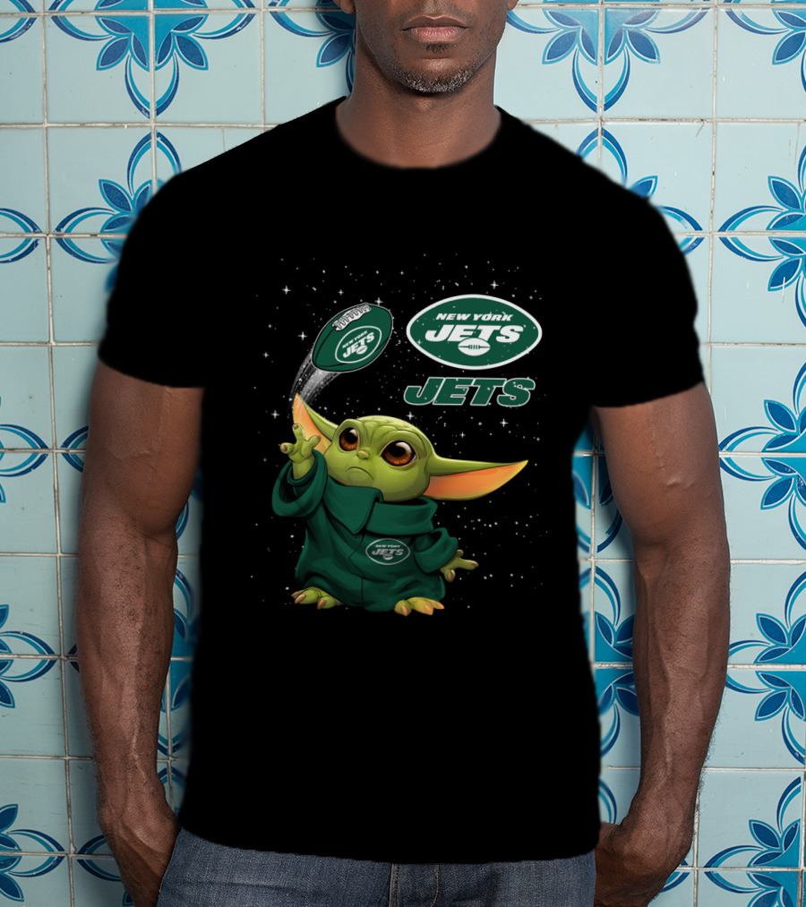 New York Jets Baby Yoda Football Star Wars Crossover T-Shirt