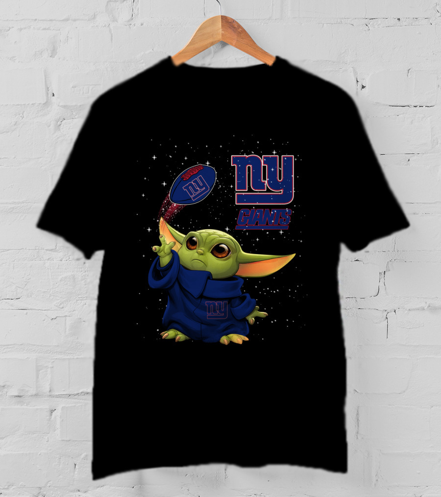 Baby Yoda NY Giants Football Fan Star Wars Mandalorian Fusion T-Shirt