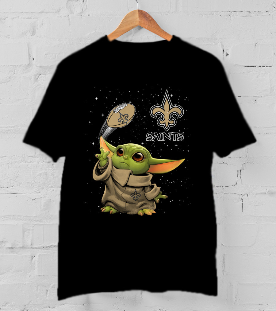 Baby Yoda New Orleans Saints Football Star Wars Collaboration T-Shirt