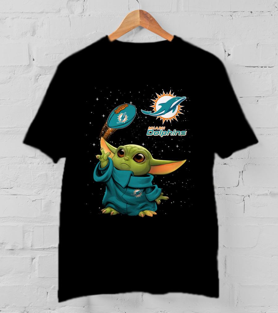 Baby Yoda Miami Dolphins Football Jedi Fan T-Shirt