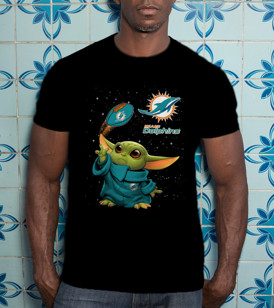 Baby Yoda Miami Dolphins Football Jedi Fan T-Shirt