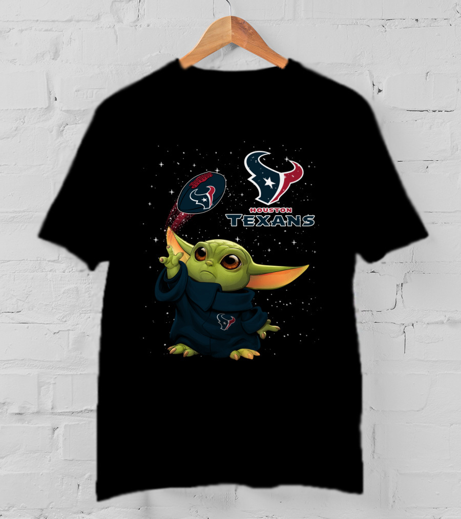 Houston Texans Baby Yoda NFL Football Star Wars Crossover T-Shirt