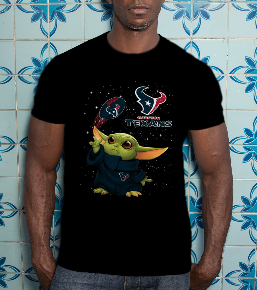 Houston Texans Baby Yoda NFL Football Star Wars Crossover T-Shirt