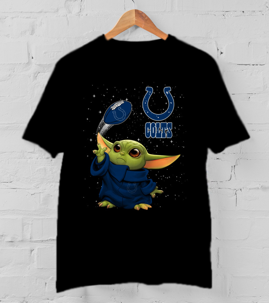 Baby Yoda Colts Football Team Logo Indianapolis Star Wars Crossover T-Shirt