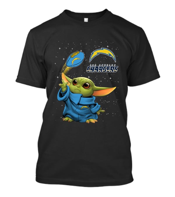 Baby Yoda Los Angeles Chargers Football Star Wars Crossover T-Shirt