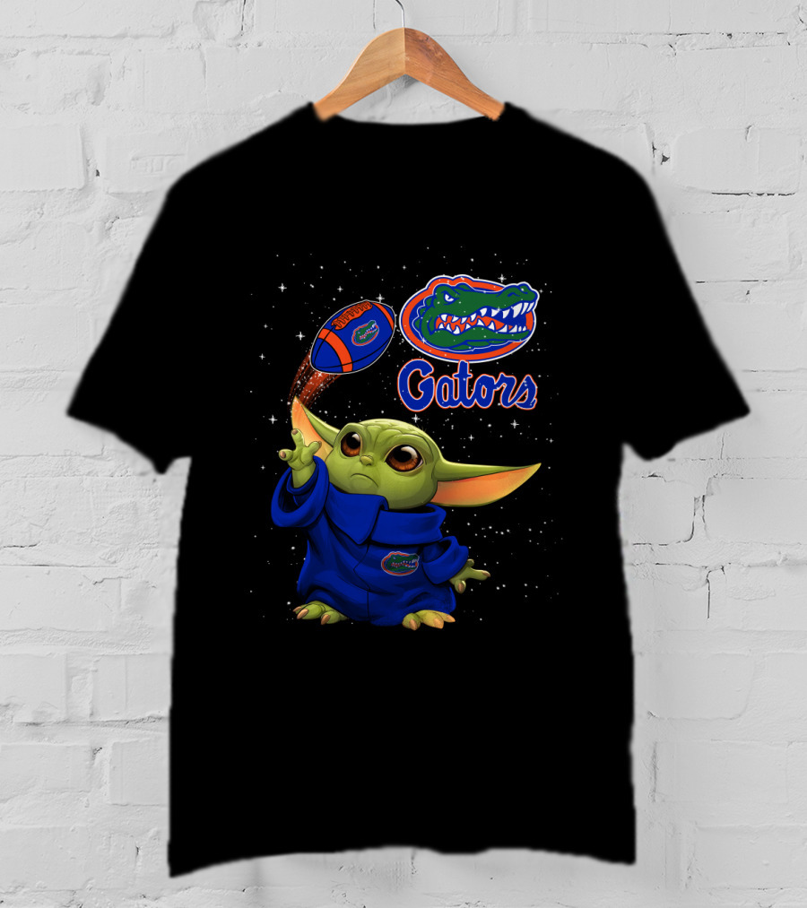 Baby Yoda Florida Gators Logo Football T-Shirt