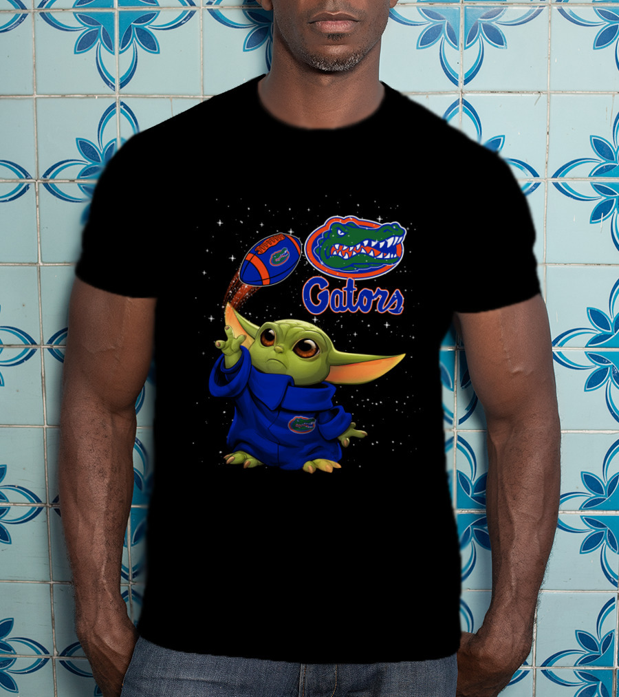 Baby Yoda Florida Gators Logo Football T-Shirt