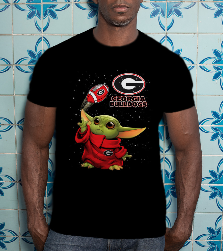 Baby Yoda Georgia Bulldogs Football Star Wars T-Shirt