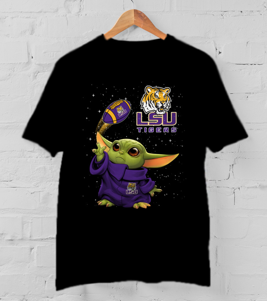 LSU Tigers Baby Yoda Football Tiger T-Shirt