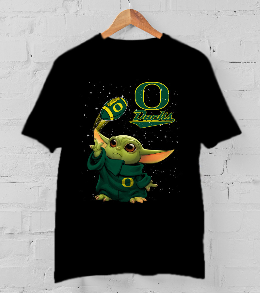Baby Yoda Oregon Ducks Star Wars Football T-Shirt