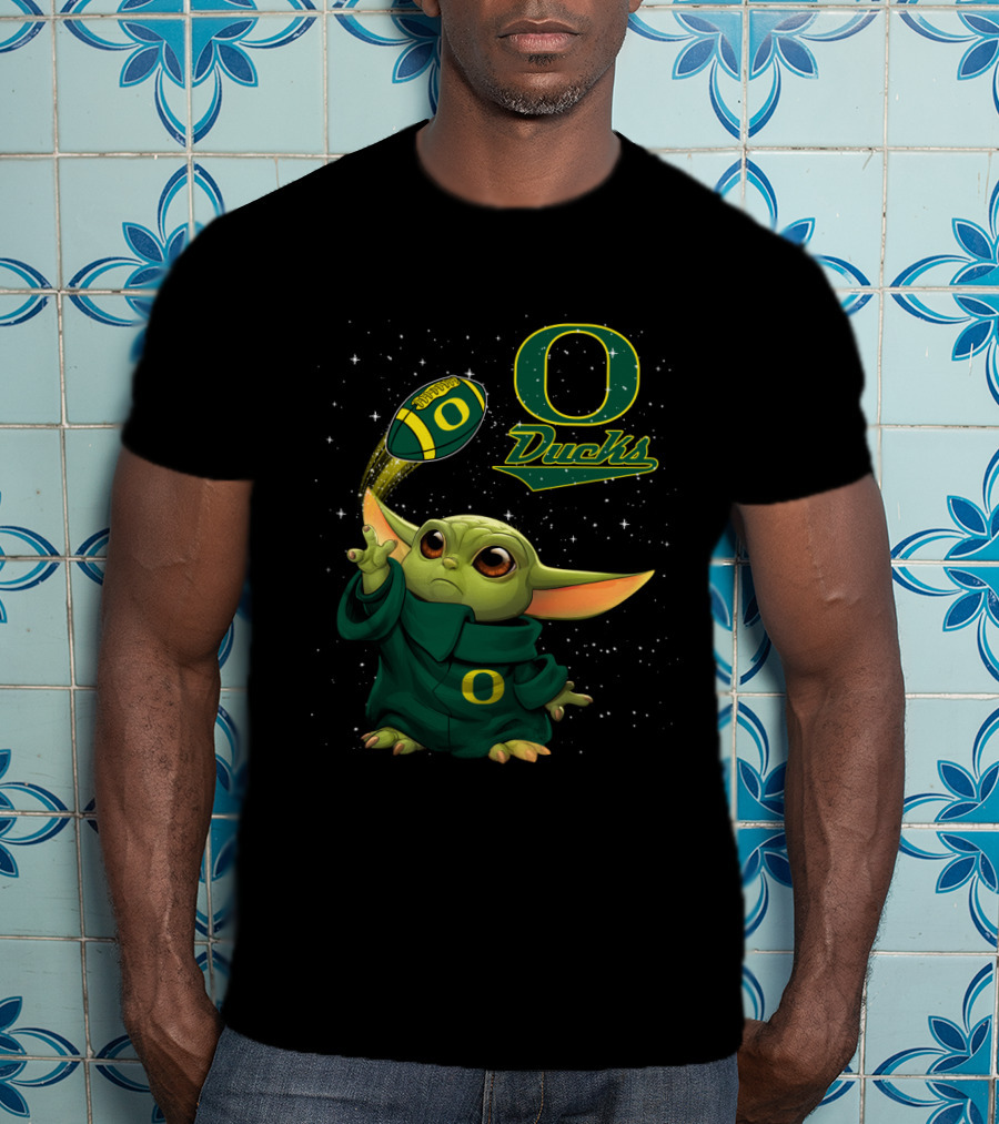 Baby Yoda Oregon Ducks Star Wars Football T-Shirt