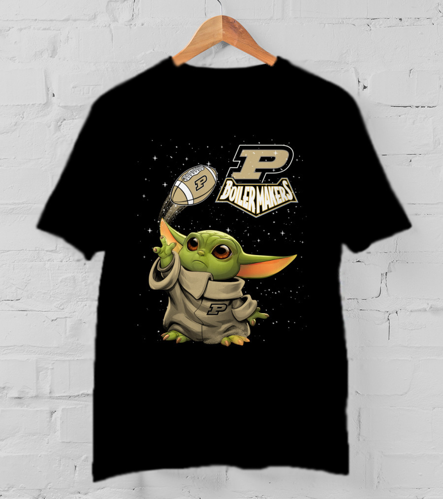Baby Yoda Football Fantasy With Purdue Boilermakers T-Shirt
