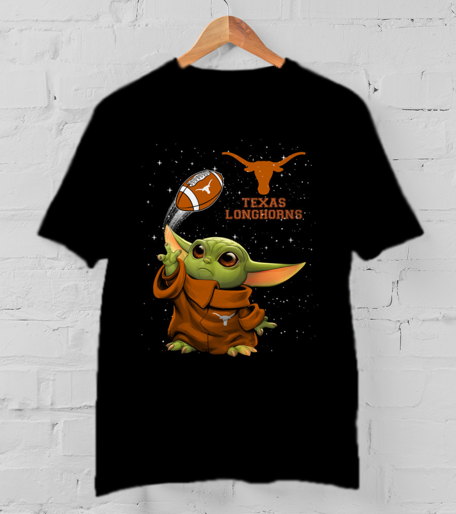 Texas Longhorns Baby Yoda Football T-Shirt