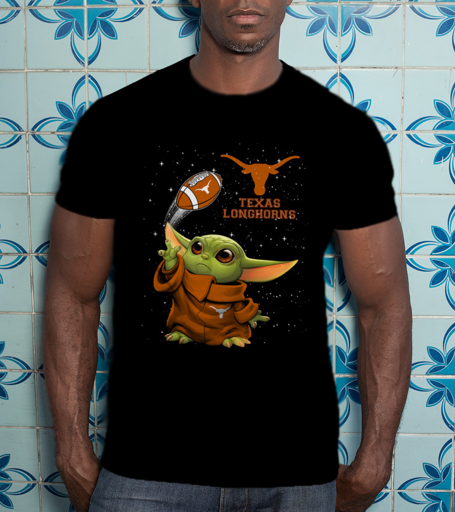 Texas Longhorns Baby Yoda Football T-Shirt