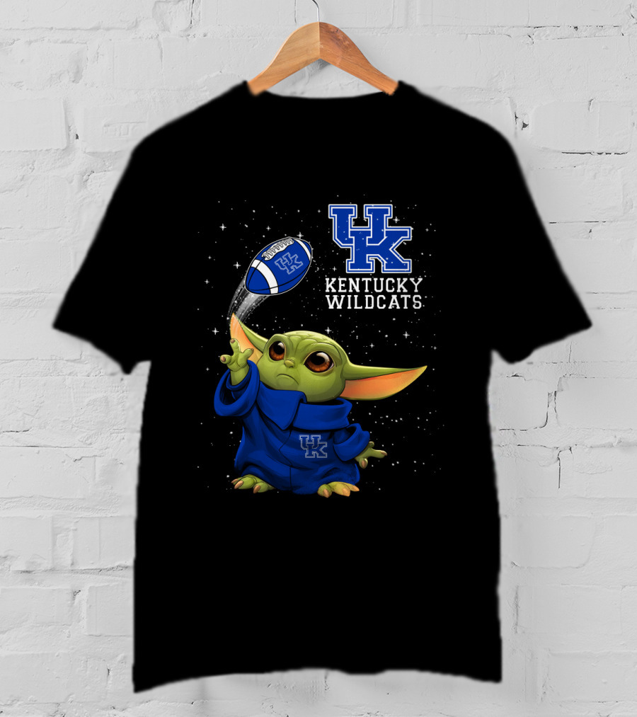 Kentucky Wildcats Baby Yoda Football Throwing Star Wars Crossover T-Shirt