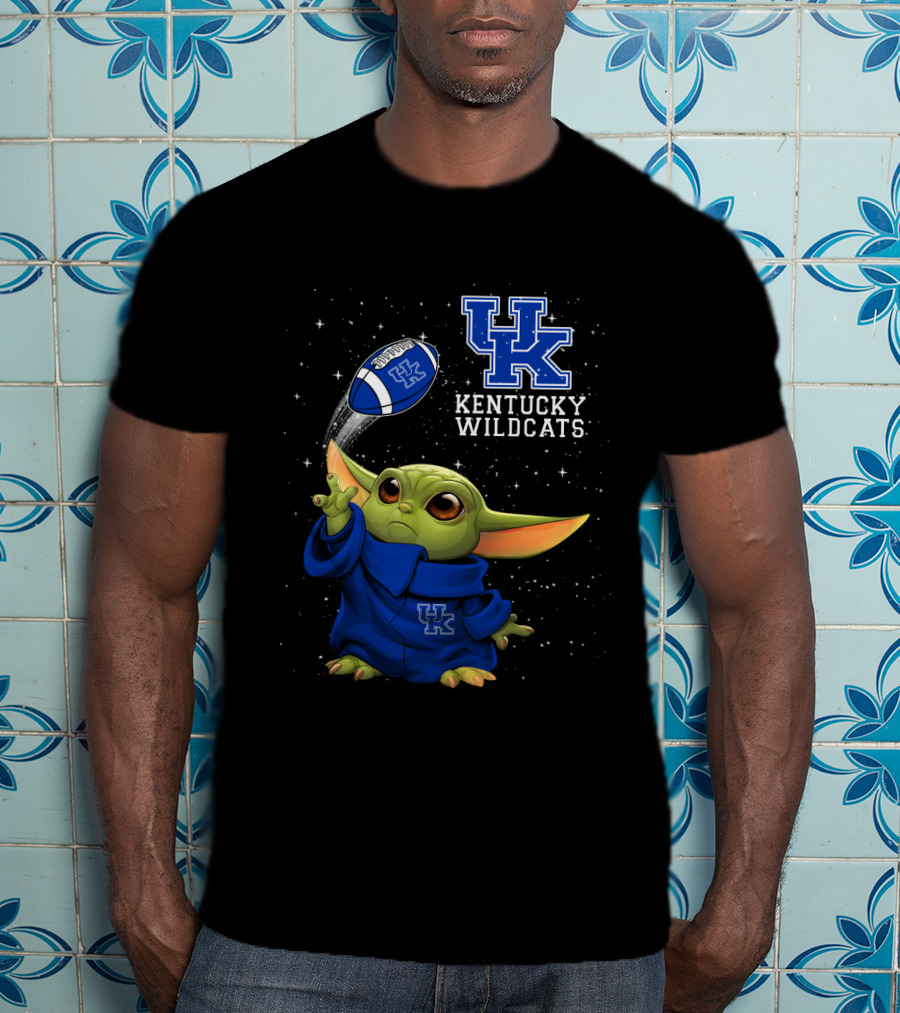 Kentucky Wildcats Baby Yoda Football Throwing Star Wars Crossover T-Shirt