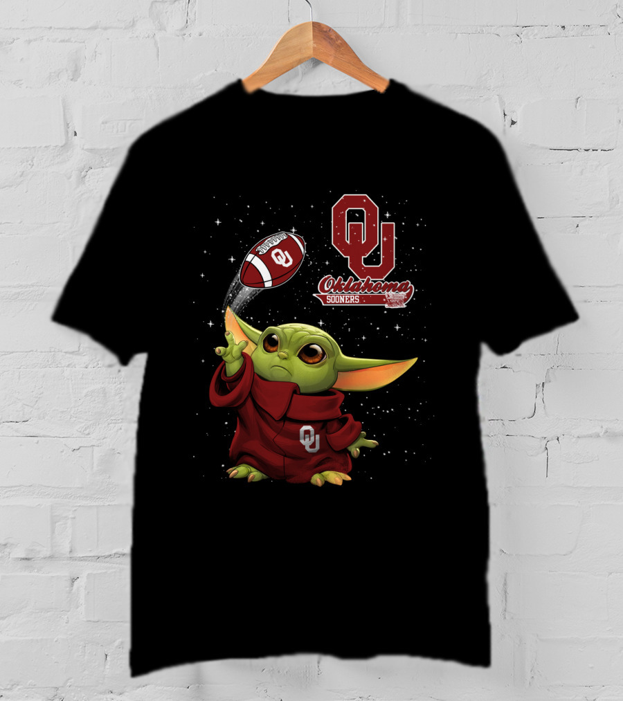 Baby Yoda Oklahoma Sooners Football Star Wars Crossover T-Shirt