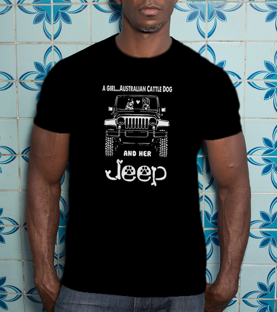 A Girl Australian Cattle Dog And Her Jeep T-Shirt