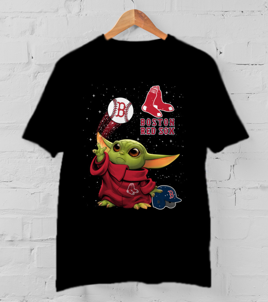 Boston Red Sox Baby Yoda Star Wars Baseball T-Shirt