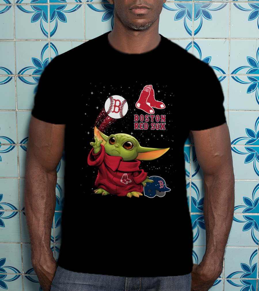 Boston Red Sox Baby Yoda Star Wars Baseball T-Shirt