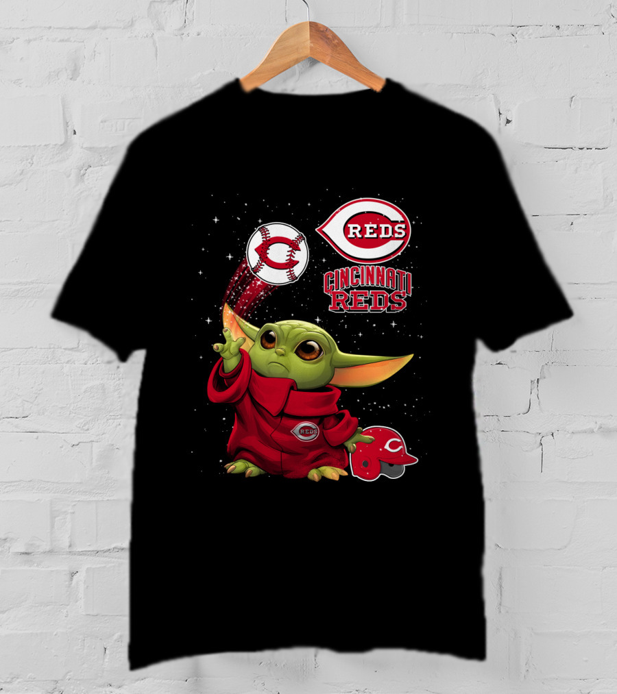 Baby Yoda Cincinnati Reds Baseball Star Wars Crossover T-Shirt
