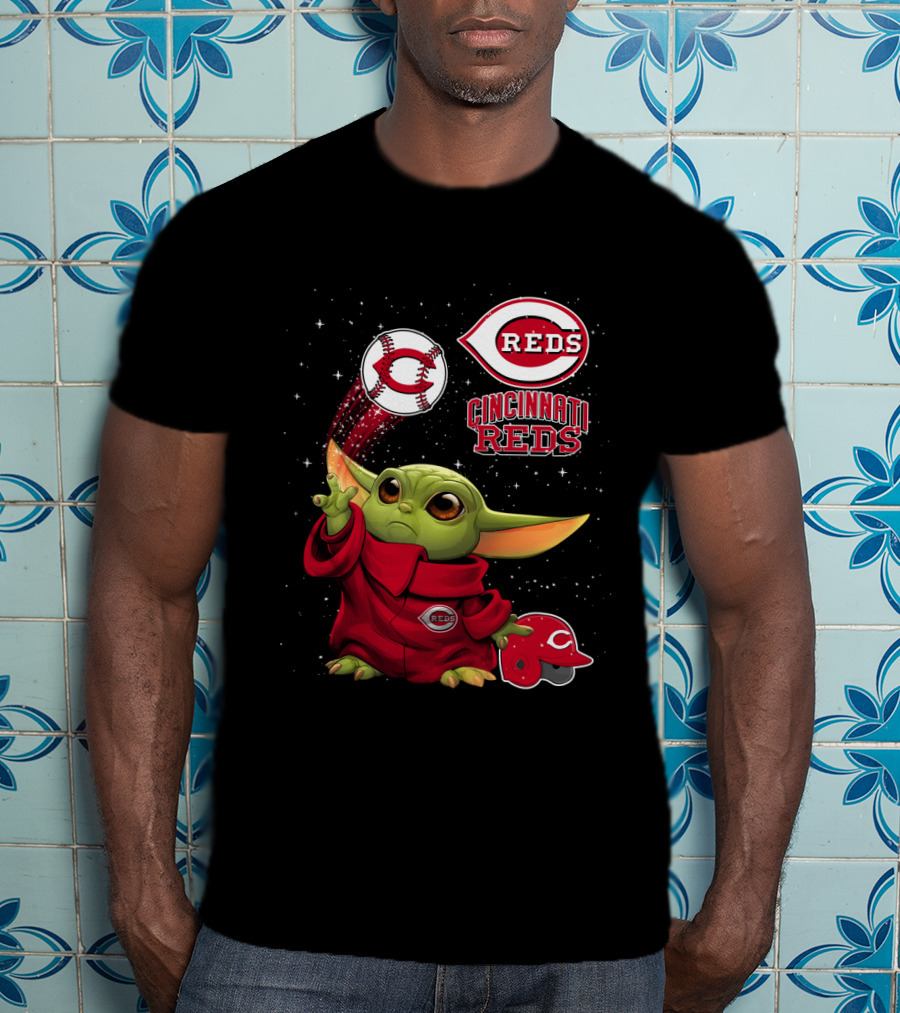 Baby Yoda Cincinnati Reds Baseball Star Wars Crossover T-Shirt