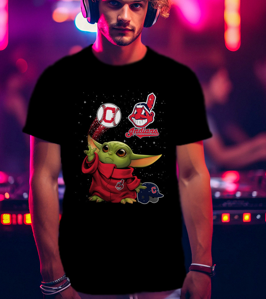 Baby Yoda Indians Baseball Cleveland C T-Shirt