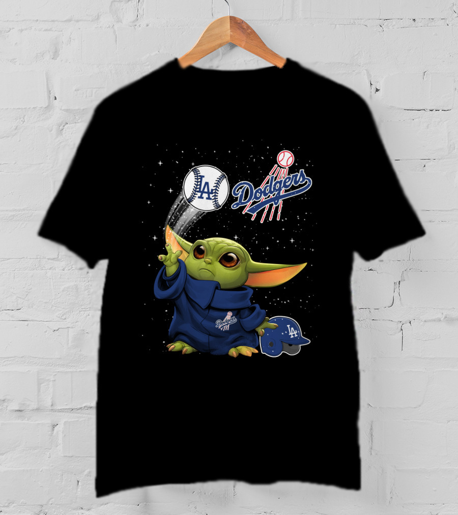 Baby Yoda Los Angeles Dodgers Baseball Force Use T-Shirt