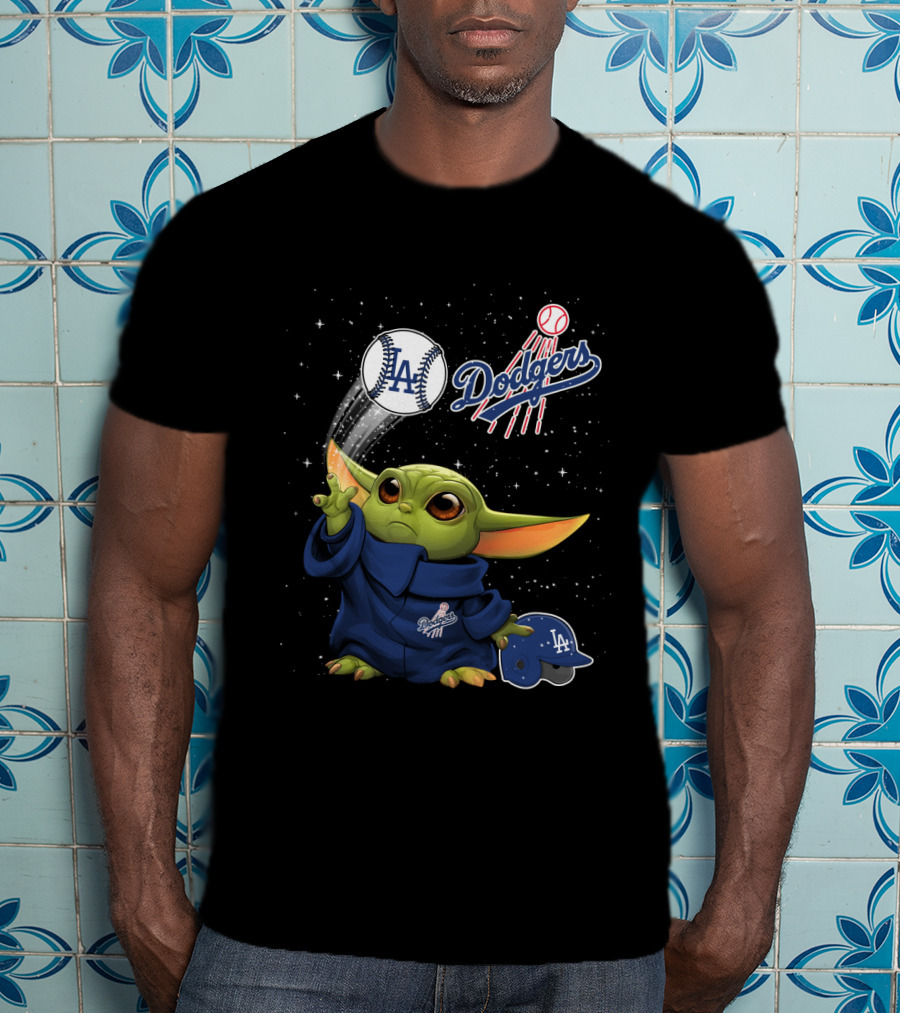 Baby Yoda Los Angeles Dodgers Baseball Force Use T-Shirt