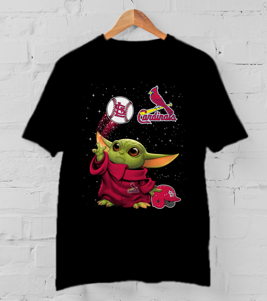 Baby Yoda With St. Louis Cardinals Baseball Starry T-Shirt