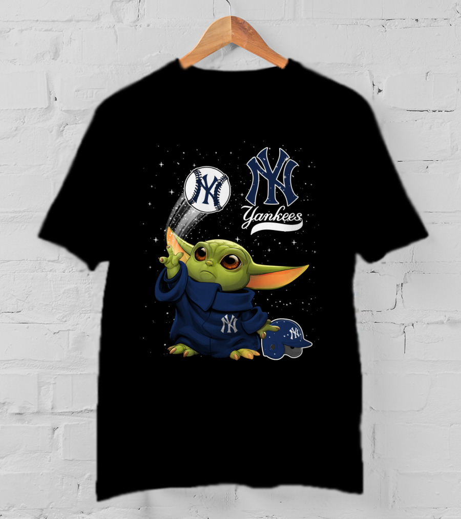New York Yankees Baby Grogu Baseball Team Star Wars Crossover T-Shirt