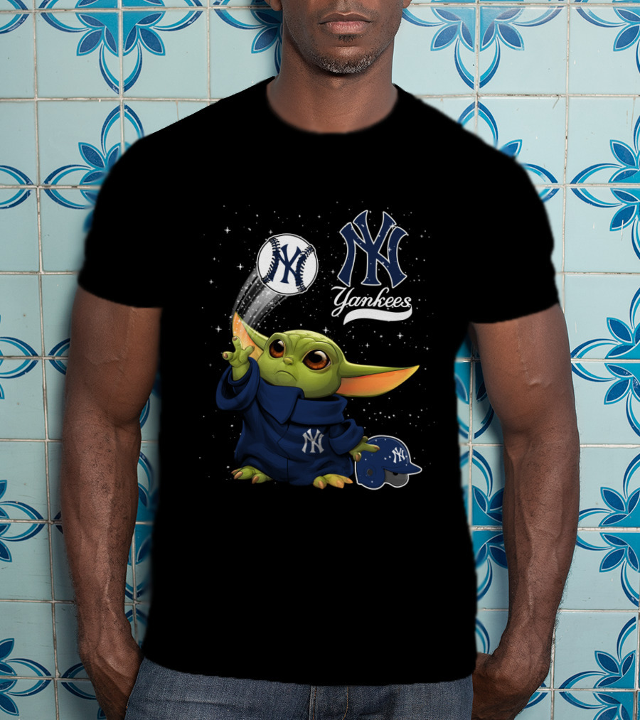 New York Yankees Baby Grogu Baseball Team Star Wars Crossover T-Shirt