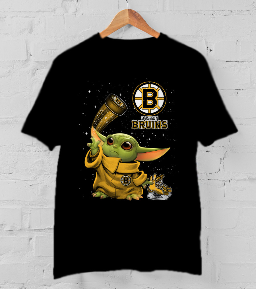 Boston Bruins Baby Yoda Star Wars NHL Crossover T-Shirt