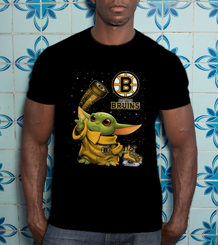 Boston Bruins Baby Yoda Star Wars NHL Crossover T-Shirt