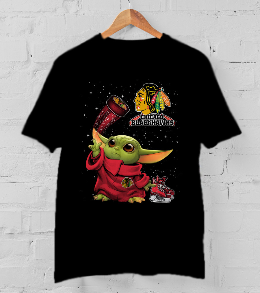 Baby Yoda Chicago Blackhawks Hockey Magic T-Shirt
