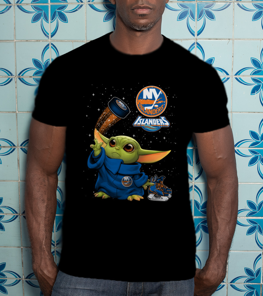 NY Islanders Baby Yoda Hockey Puck Magic T-Shirt