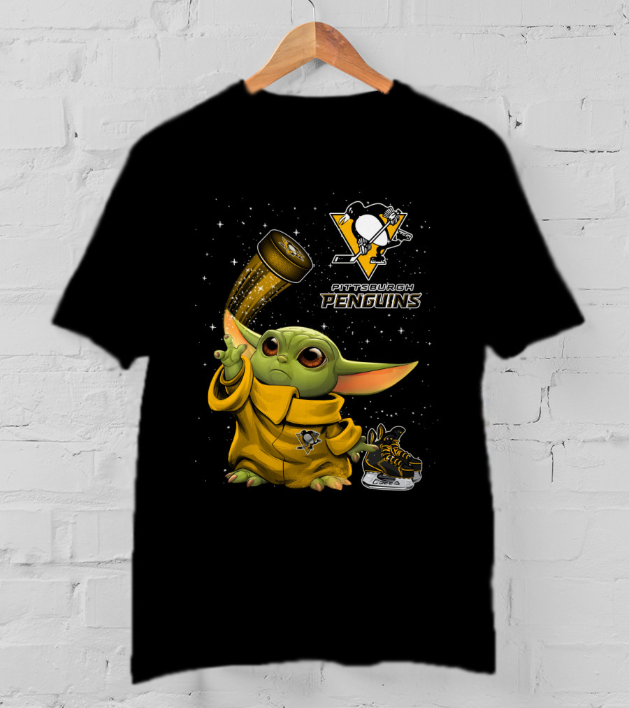 Pittsburgh Penguins Baby Yoda Hockey Star Wars Crossover T-Shirt