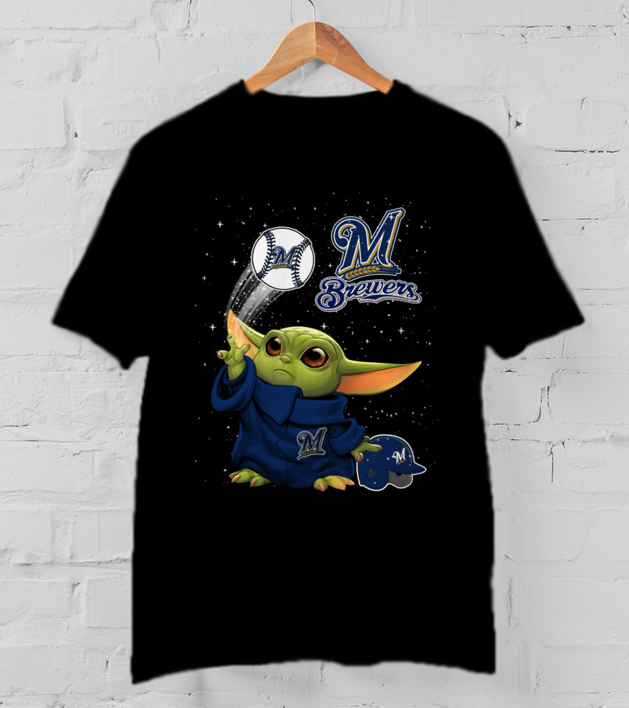 Milwaukee Brewers Baseball Star Creature With Helmet And Ball T-Shirt