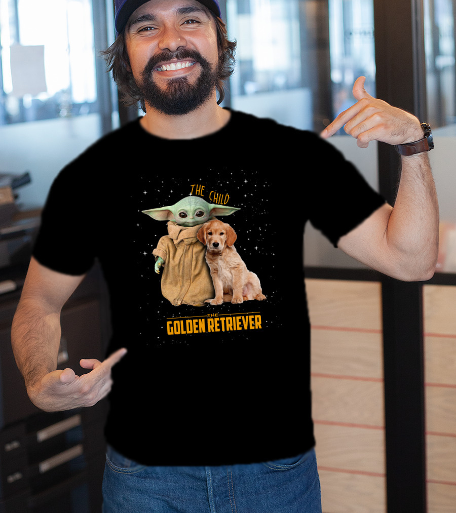 The Child Baby Yoda And Golden Retriever Star Wars Mashup T-Shirt