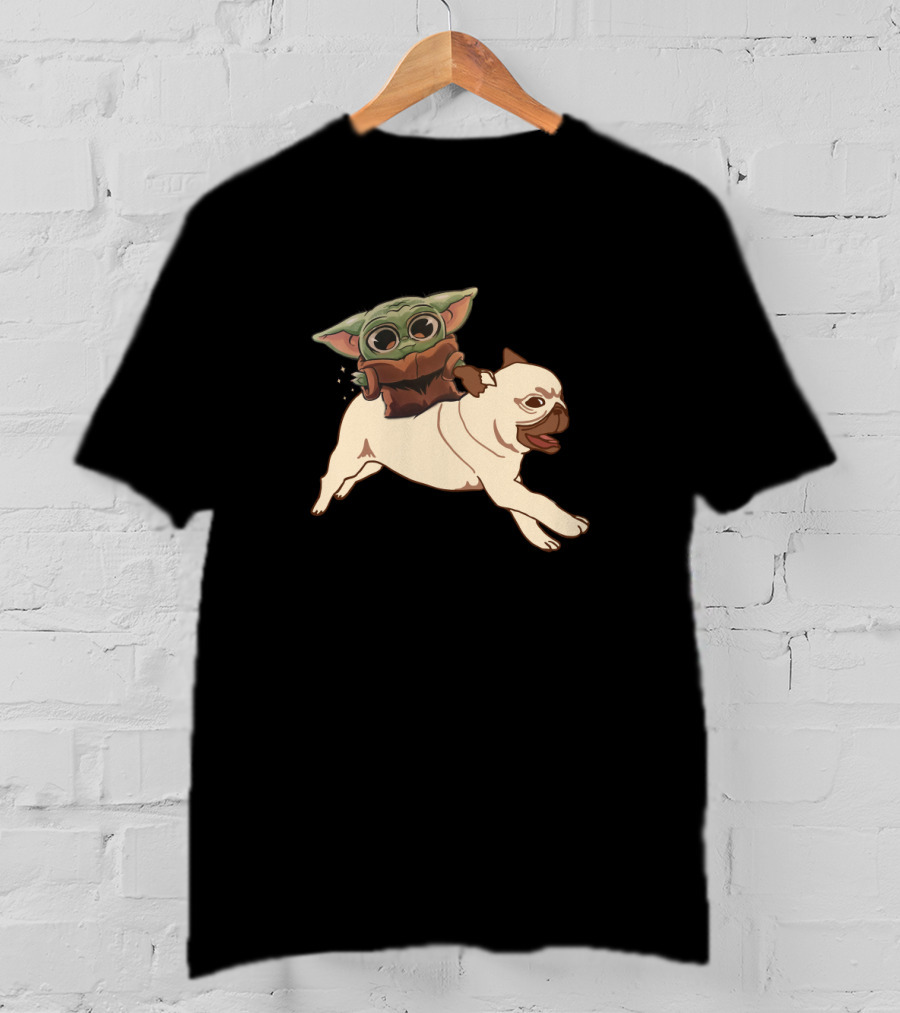 Pug With Child Character Riding T-Shirt