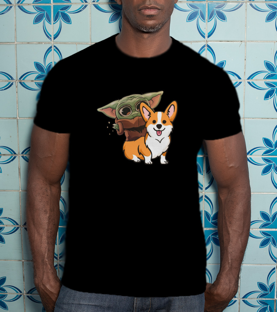 Corgi And Baby Alien Character T-Shirt