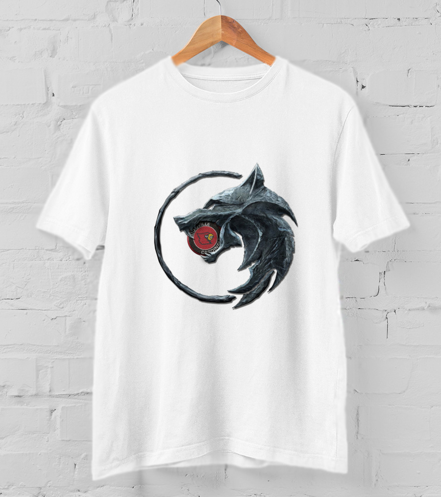 Cht1Twnc1008 Metal Wolf Crest Above Basketball Emblem With Wolf And Circle T-Shirt