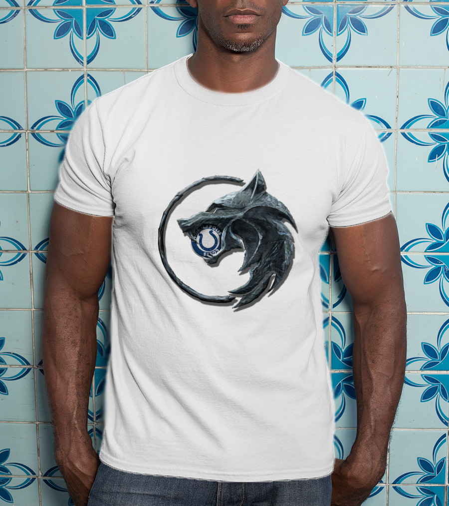 Indianapolis Colts Witcher Wolf Medallion T-Shirt
